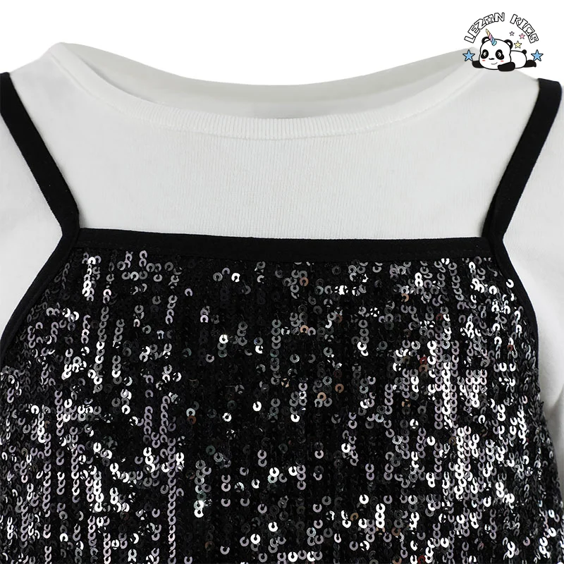 LEZONKIDS - Customizable Summer Wholesale Girls Sequin Dress Princess Kids Suspender Sequin Girl Dresses
